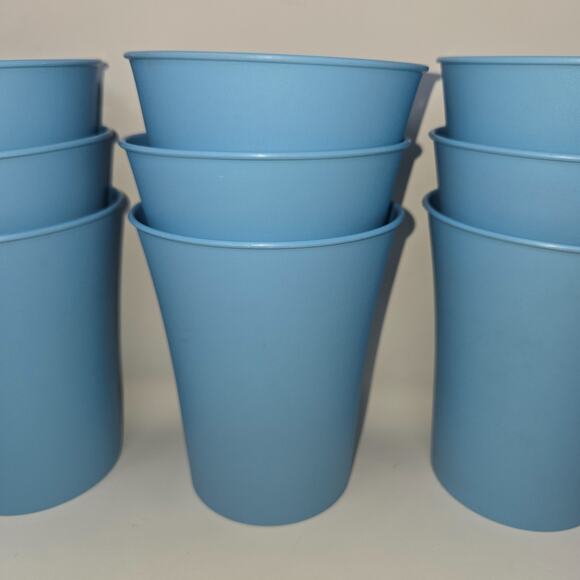 Vintage Plastic Bell Tumbler Lot of 12 Light Blue 8 oz Kiddie Cups Stackable - Picture 13 of 14